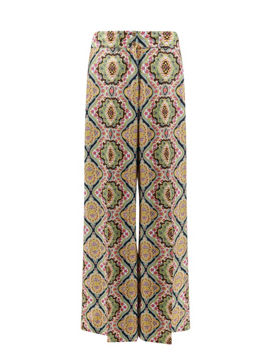 Shop Etro Silk Trouser With Paisley Motif In Neutrals