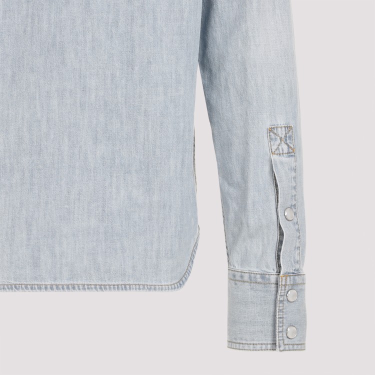 Bottega Veneta Bleached Light Denim Shirt In White