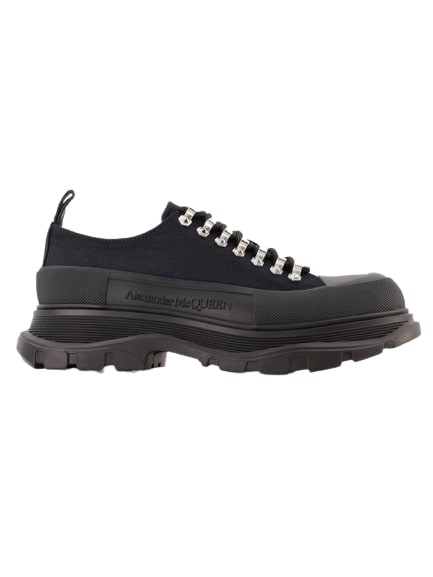 Shop Alexander Mcqueen Tread Slick Sneakers  - Black/silver - Canva
