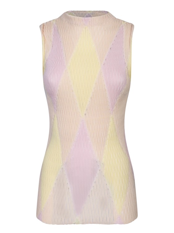 Burberry Crew-neck Argyle Intarsia-knit Top In Yellow