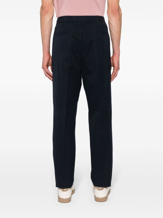 Shop Brunello Cucinelli Navy Blue Cotton Gabardine Pants In Black