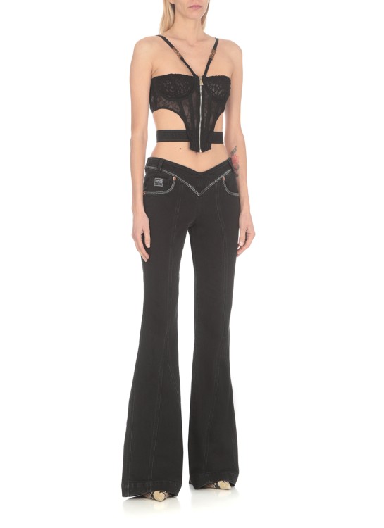 Shop Versace Jeans Couture Flared Jeans In Black