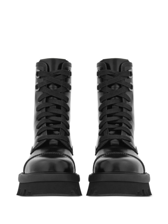 Shop Ferragamo Black Combat Boots