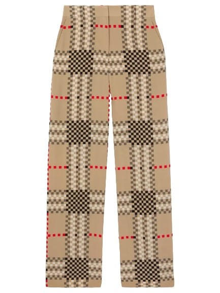 Burberry Jane Check-print Wide-leg Crepe Trousers In Brown