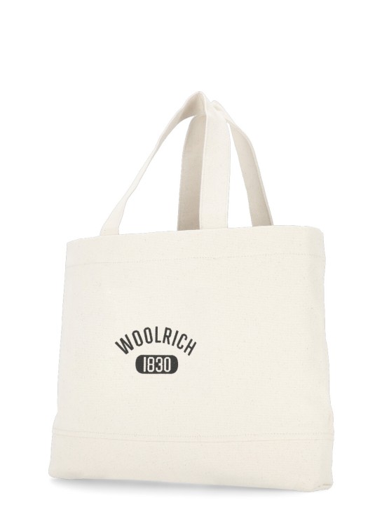 Shop Woolrich Ivory Cotton Shoulder Bag In White