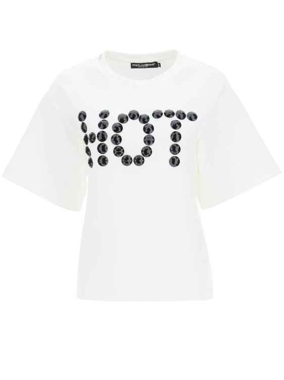 Dolce & Gabbana Embellished Crew Neck Fashion Tee In Neutrals
