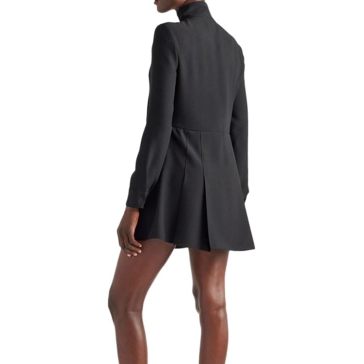 Shop Prada Triangle-logo Pleated Mini Dress In Black