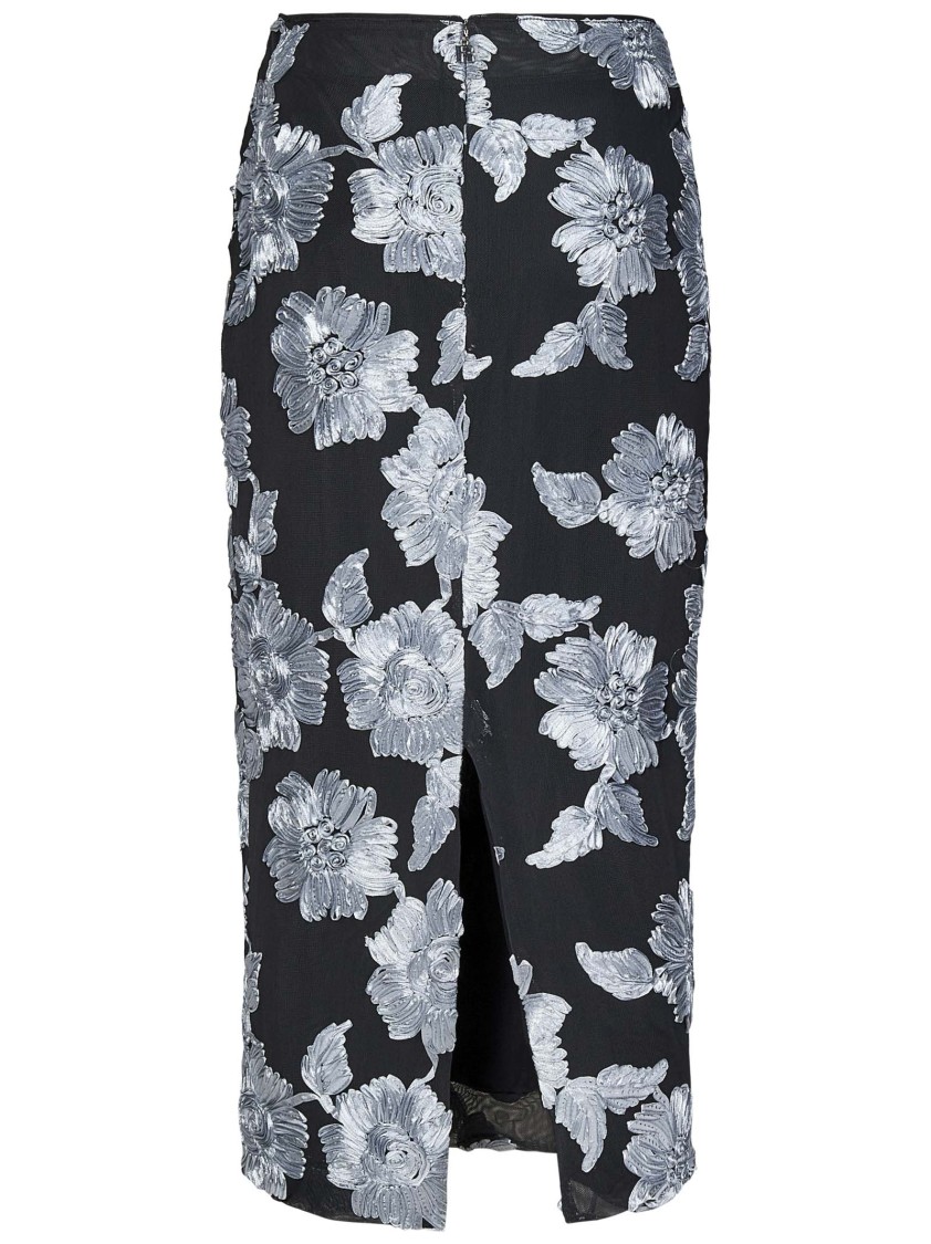 Rotate Birger Christensen Multicolor Skirt With All-over Floral Motif In Grey