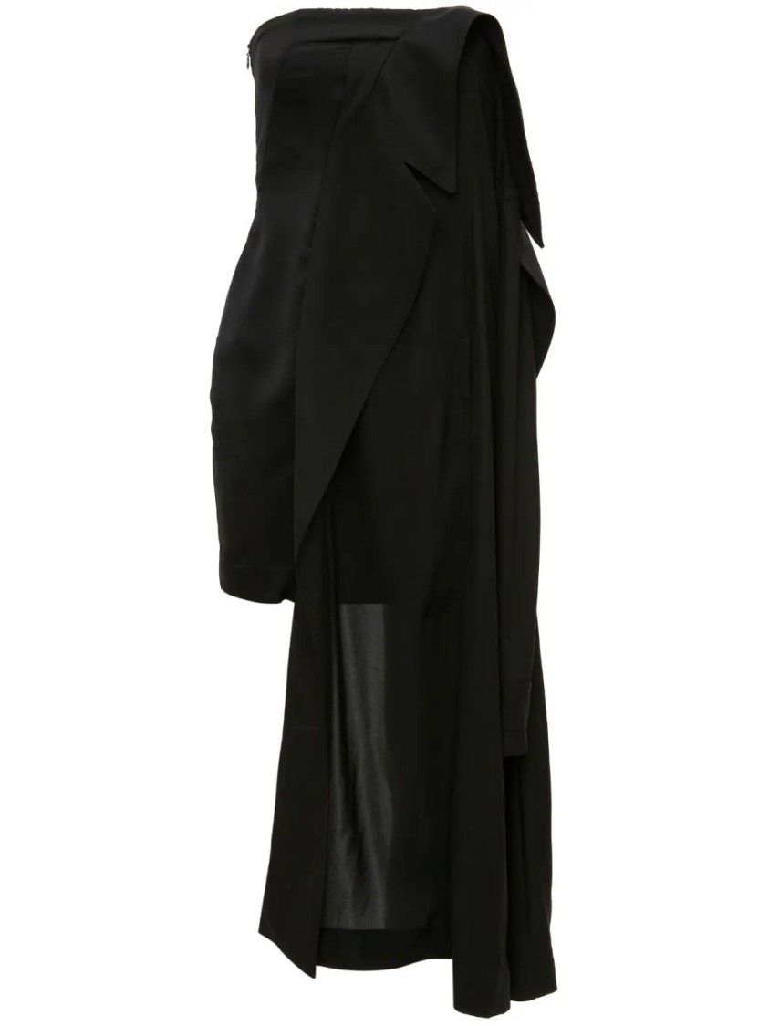 Jw Anderson Deconstructed-coat Strapless Minidress In Black