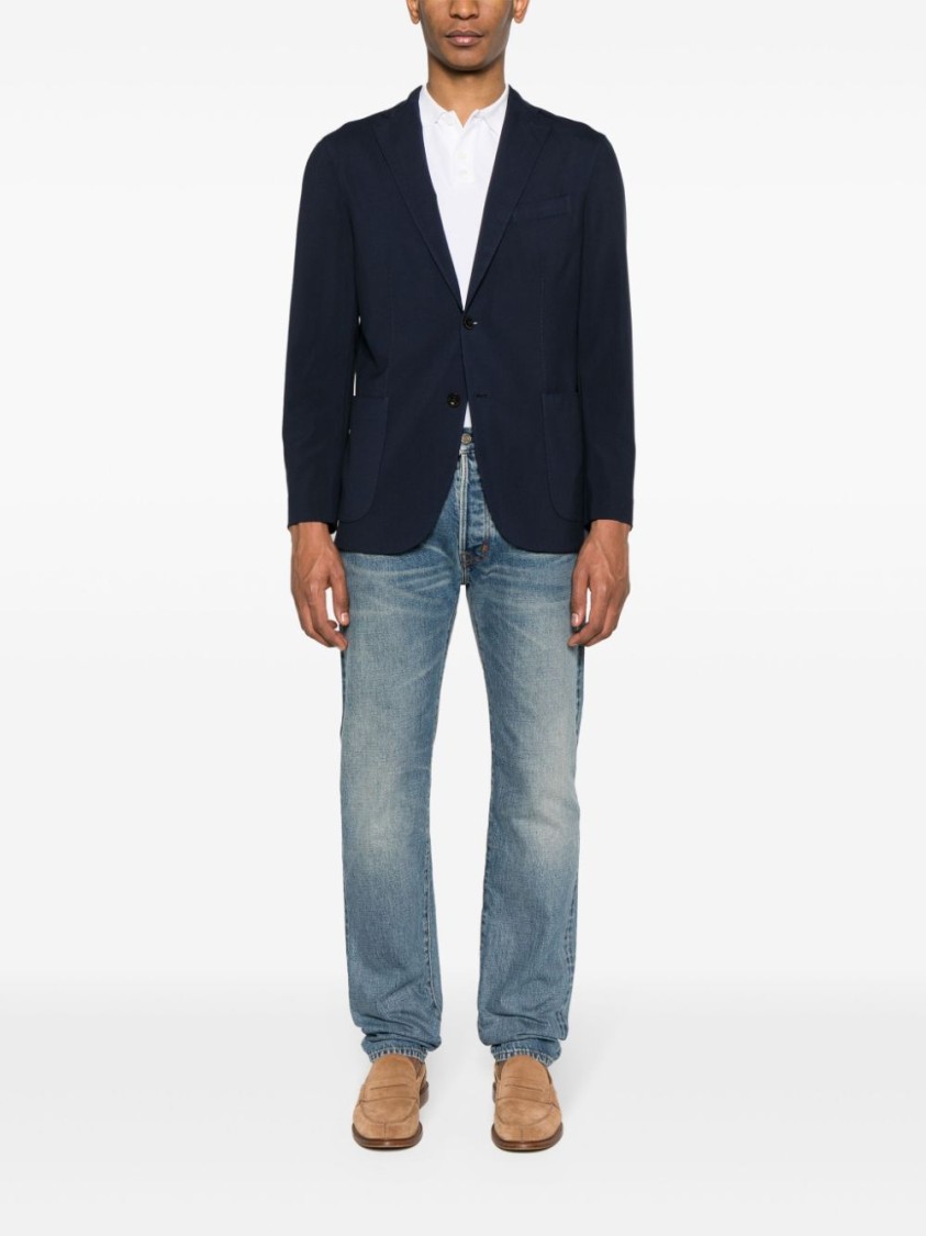 Boglioli Single-breasted Virgin Wool Blazer In Blue