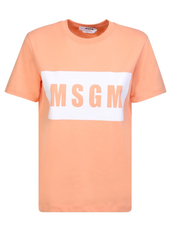 Msgm Contrasting Logo Orange T-shirt