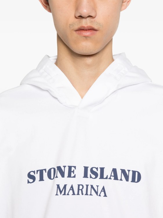 Shop Stone Island Navy White Hoodie