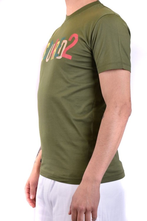 Shop Dsquared2 Green Cotton Logo Print T-shirt