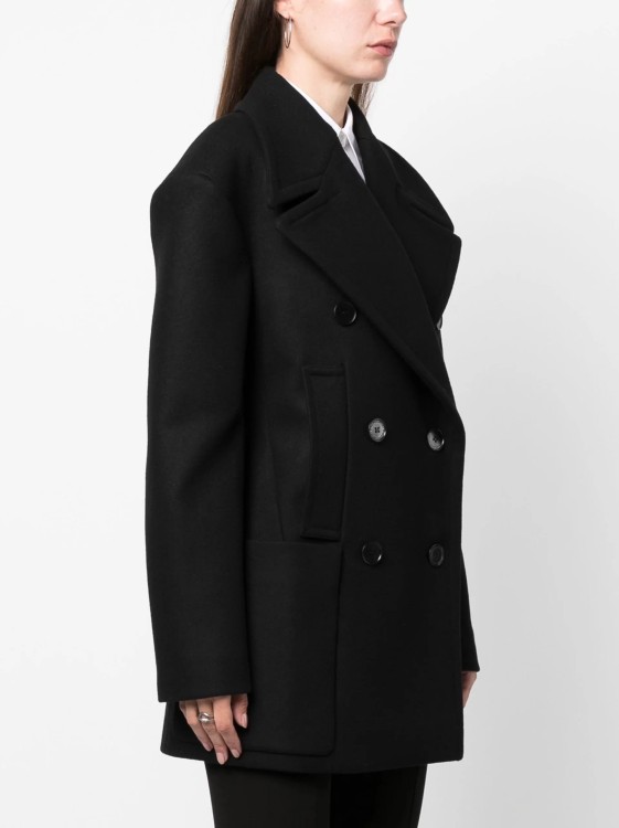 Shop Stella Mccartney Black Double Breasted Coat