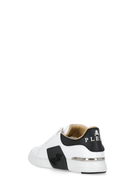 Shop Philipp Plein White Smooth Leather Sneaker In Black