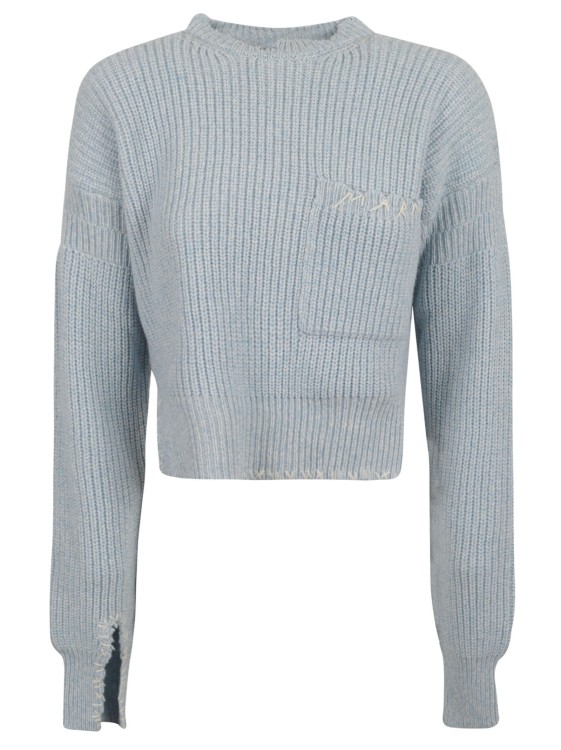 Shop Marni Logo-embroidered Virgin Wool Jumper In White
