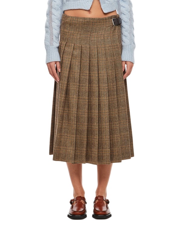 Quira Wool Kilt Midi Skirt In Brown