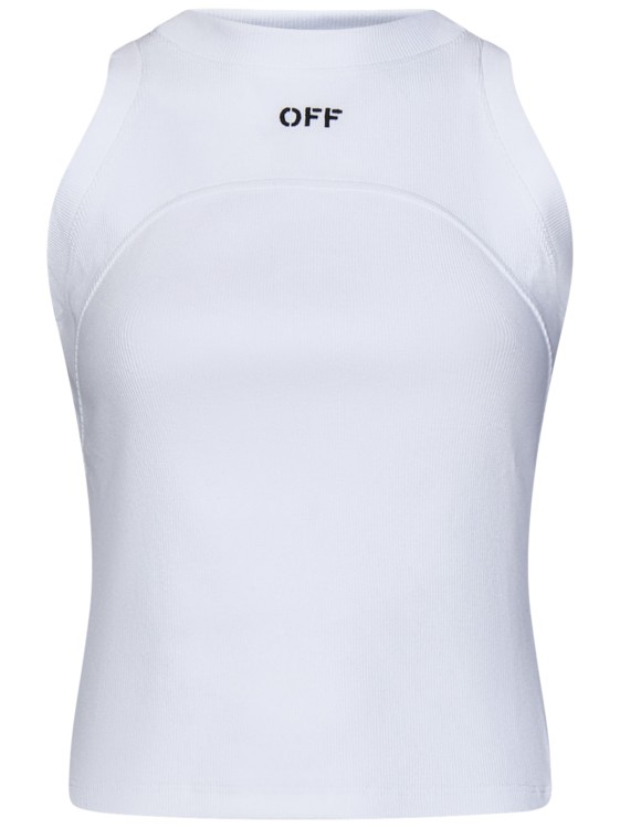 Off-white White Ribbed Stretch Cotton Tank Top