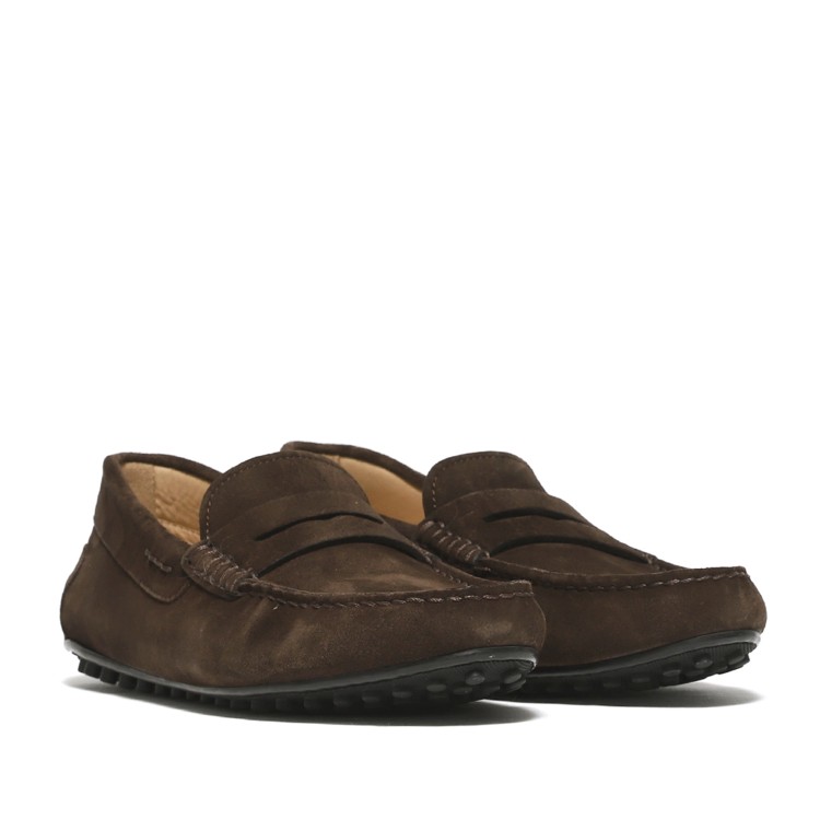 Shop Rossano Bisconti Soft Ebony Suede Moccasins In Brown