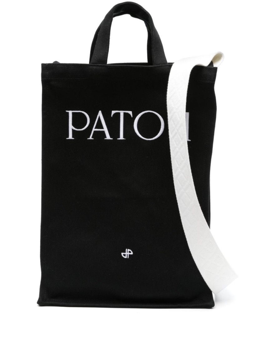 Shop Patou Black/white Shoulder Bag With Logo