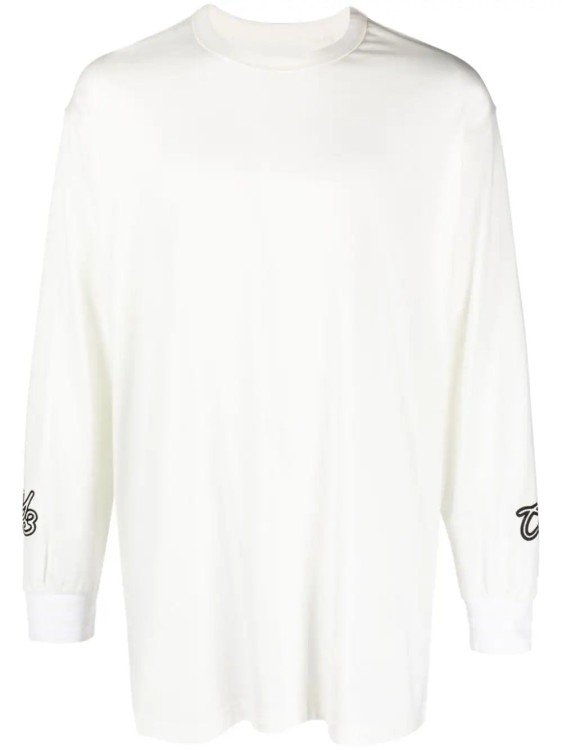 Shop Y-3 Gfx L/s Logo-flocked T-shirt In White