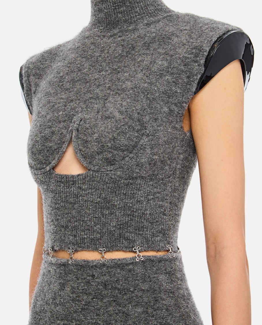Sportmax Albino Cut-out Mohair Dress In Grey