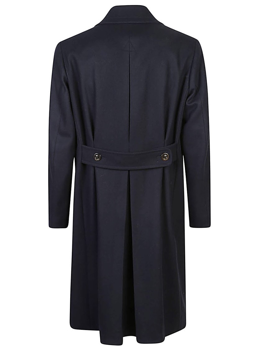 Boglioli Double-breasted Wool Blend Coat With Tailored Fit And Detailing In Black