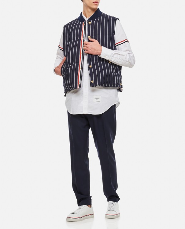 Shop Thom Browne Wool Stripe Vest In Black