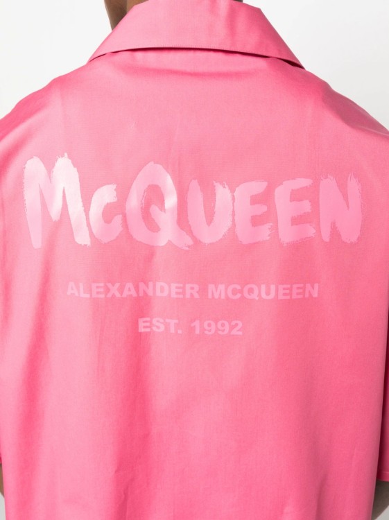 Shop Alexander Mcqueen Pink Logo Grafitti Shirt