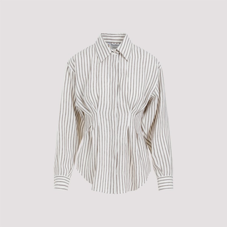 Shop Max Mara Eritrea Beige And White Linen Shirt