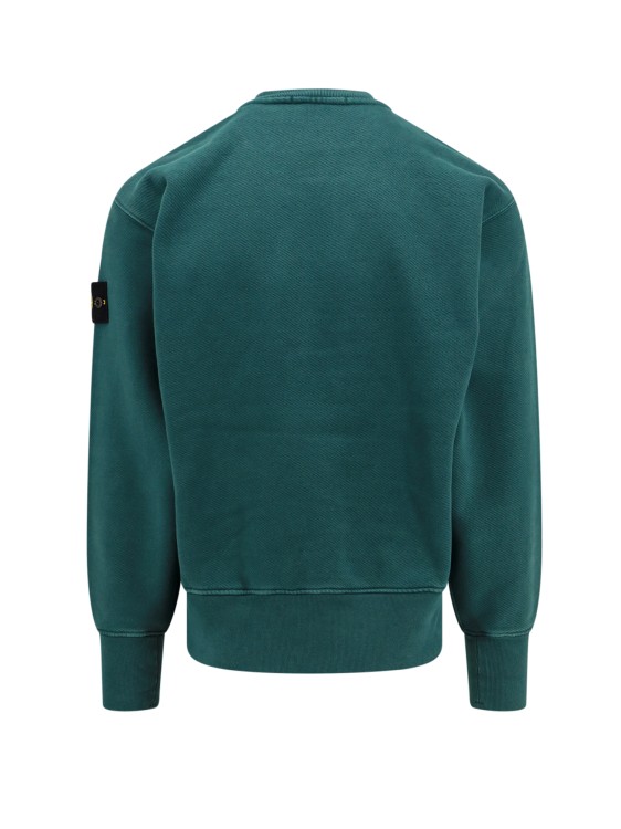 Shop Stone Island Cotton Sweatshirt With Embroidered Logo Patch In Green