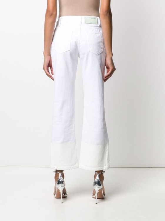 Off-white Contrast Hem Mid-rise Denim Jeans In White