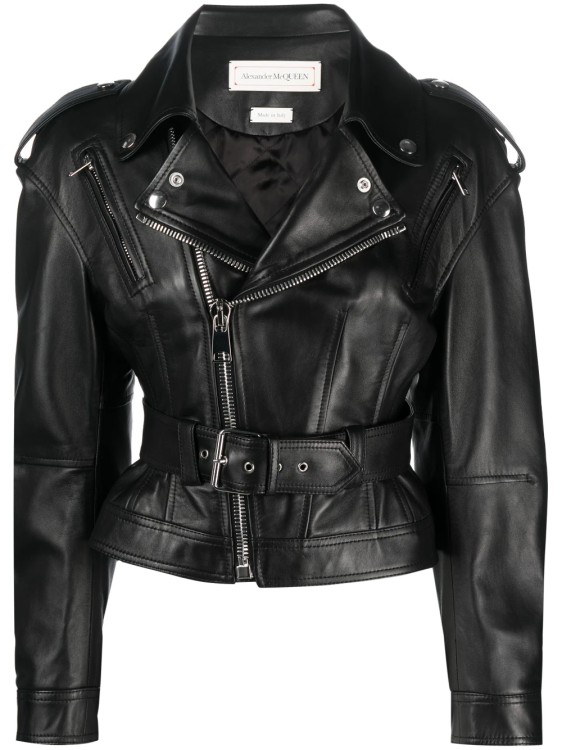 Alexander Mcqueen Leather Biker Jacket In Black