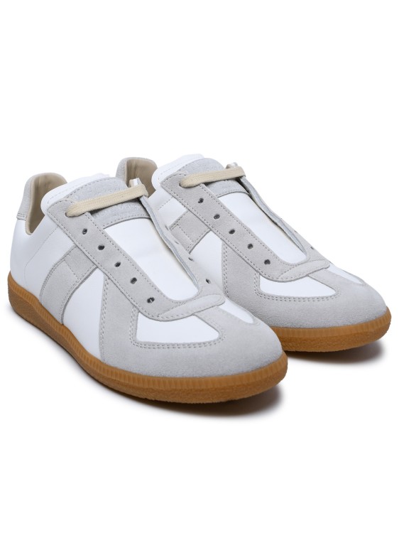 Shop Maison Margiela Leather Replica Sneaker In White