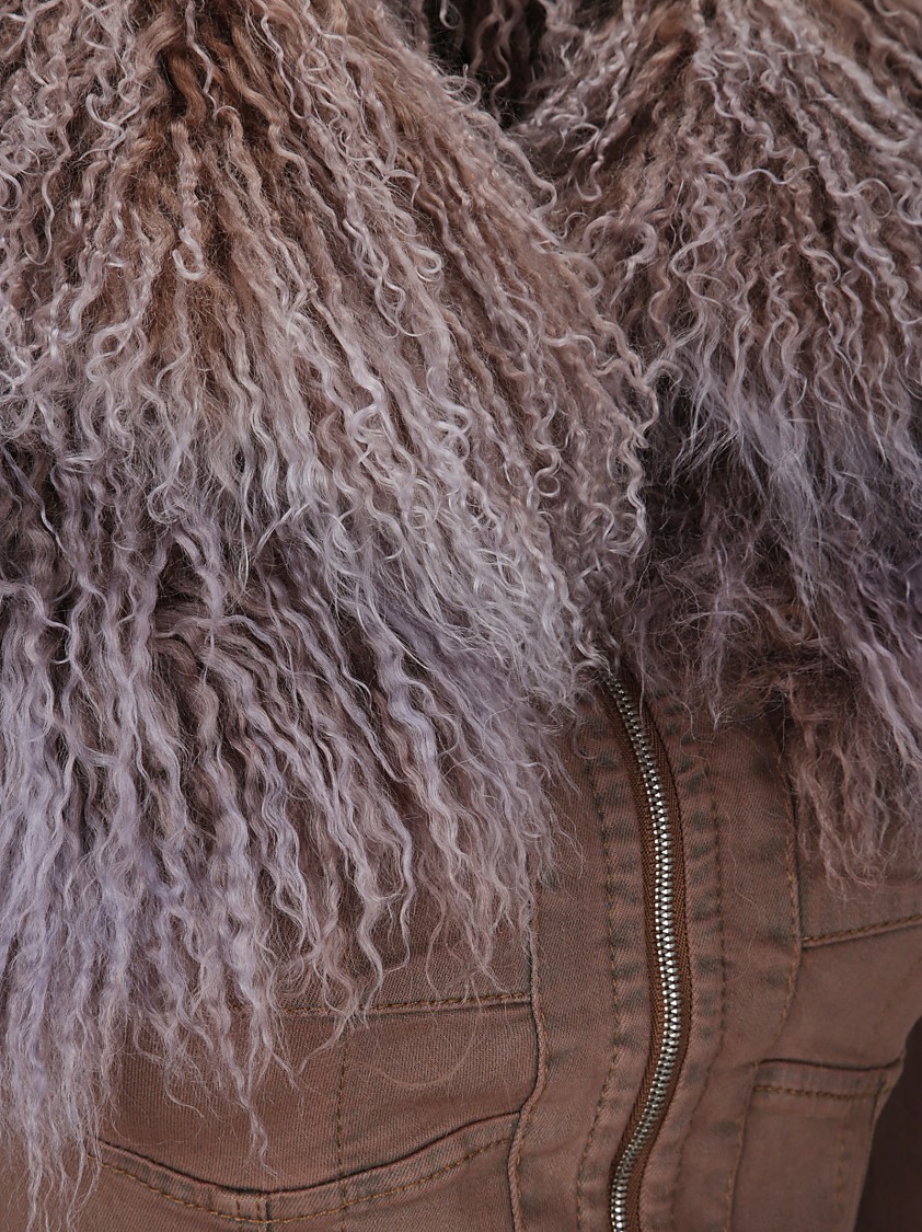 Knwls Shiv Shearling-trimmed Stretch-denim Jacket In Brown