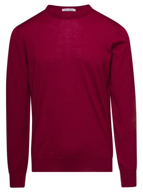 Gaudenzi Red Crewneck Sweater With Long Sleeves In Cashmere