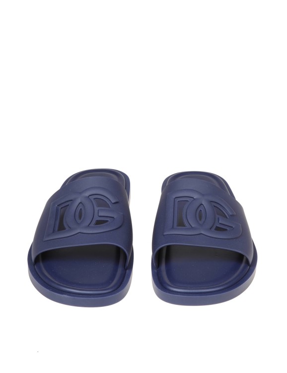 Shop Dolce & Gabbana Rubber Slipper With Perforated Color Logo In Grey