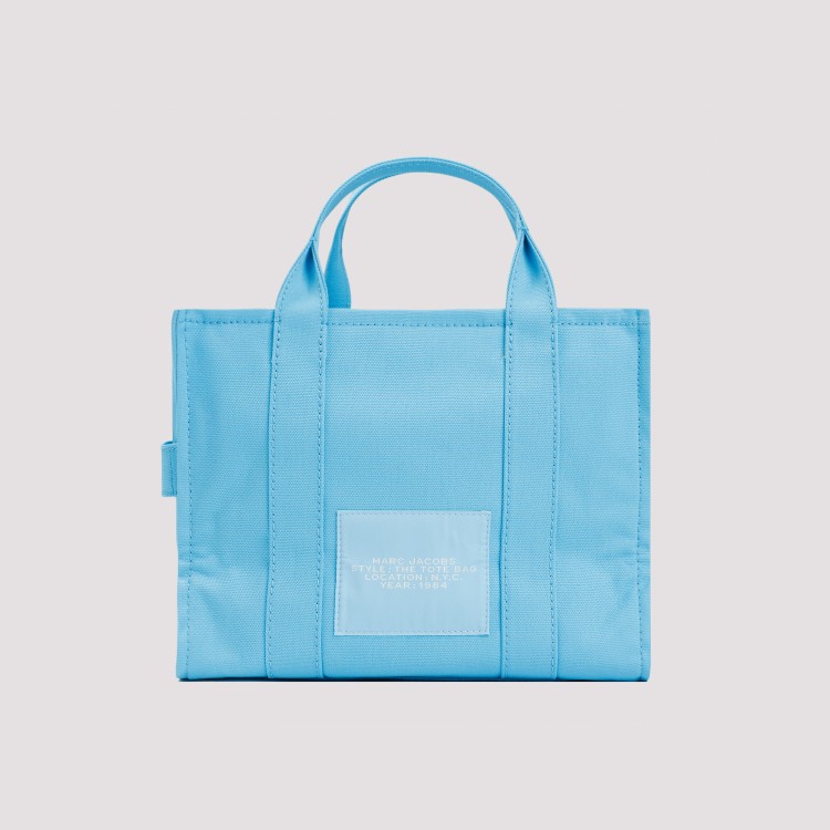 Shop Marc Jacobs Aqua Cotton The Small Tote Bag In Blue