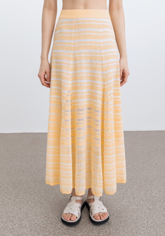 Shop Aeron Theo - Striped Long Skirt In Grey