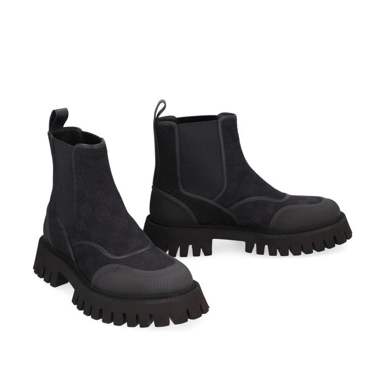 Shop Gucci Canvas Gg Boots In Black
