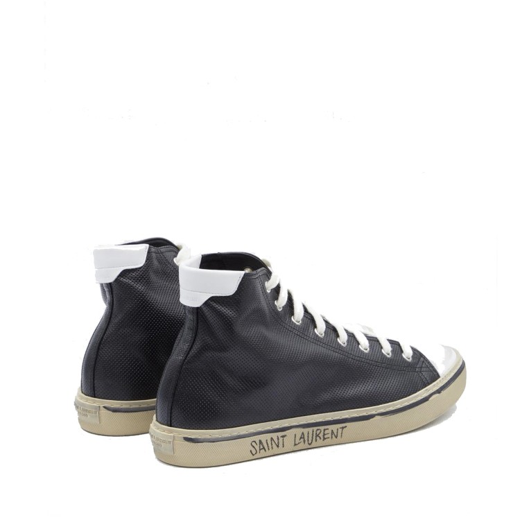 Shop Saint Laurent Malibu Leather Sneakers In Black