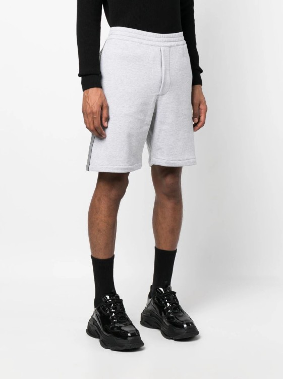 Shop Alexander Mcqueen Gray Logo Tape Shorts In White