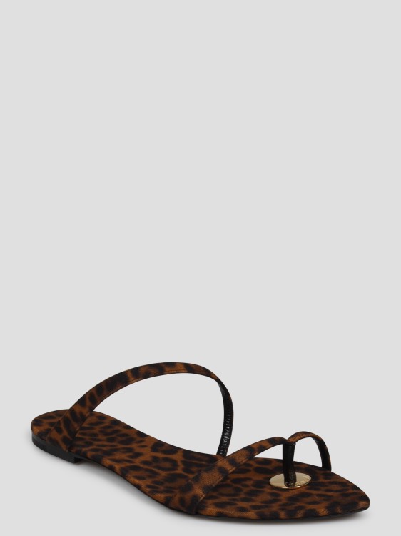Shop Saint Laurent Leopard Grosgrain Tanger Slides In Brown