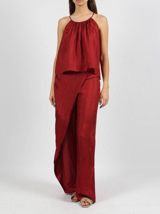 Shop The Rose Ibiza Wrap Silk Trousers In Red
