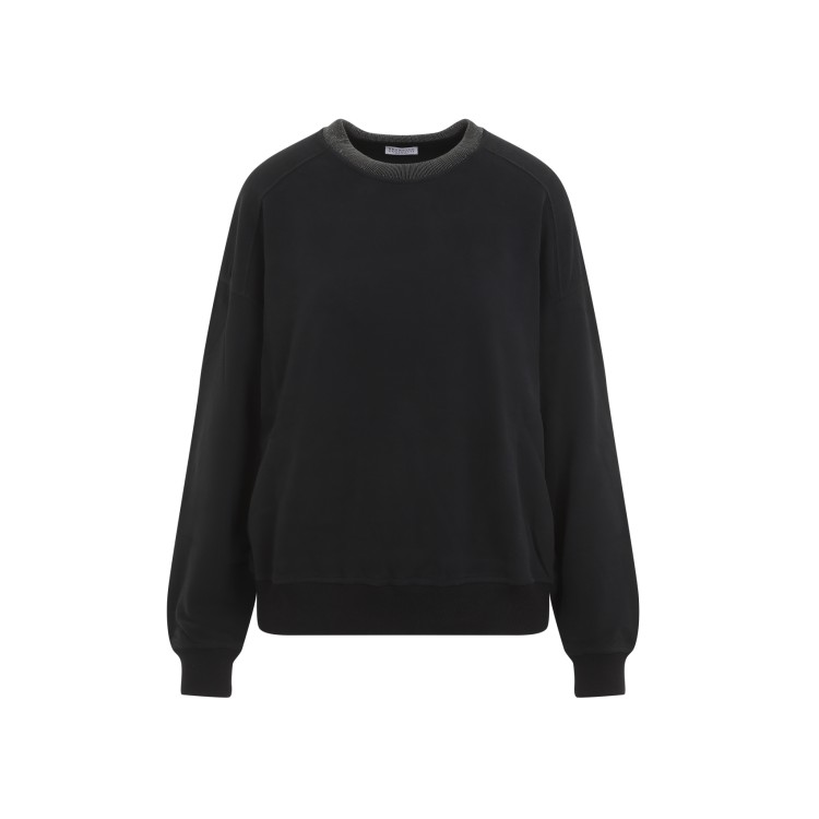 Brunello Cucinelli Black Cotton Crewneck Sweatshirt In Black