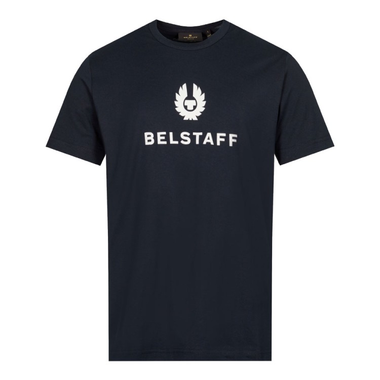 Belstaff Mens Black Signature Logo-print Cotton-jersey T-shirt In Blue