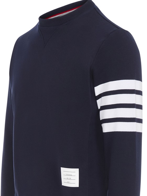 Shop Thom Browne Navy Blue Cotton Crew-neck Sweatshirt In Black