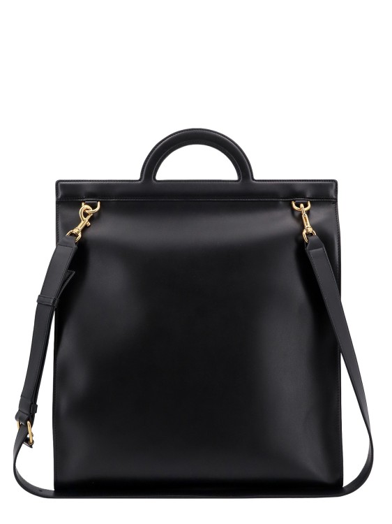 Shop Valentino Leather Handbag With Frontal Logo Print In Black