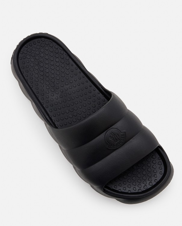 Shop Moncler Lilo Slides Shoes In Black