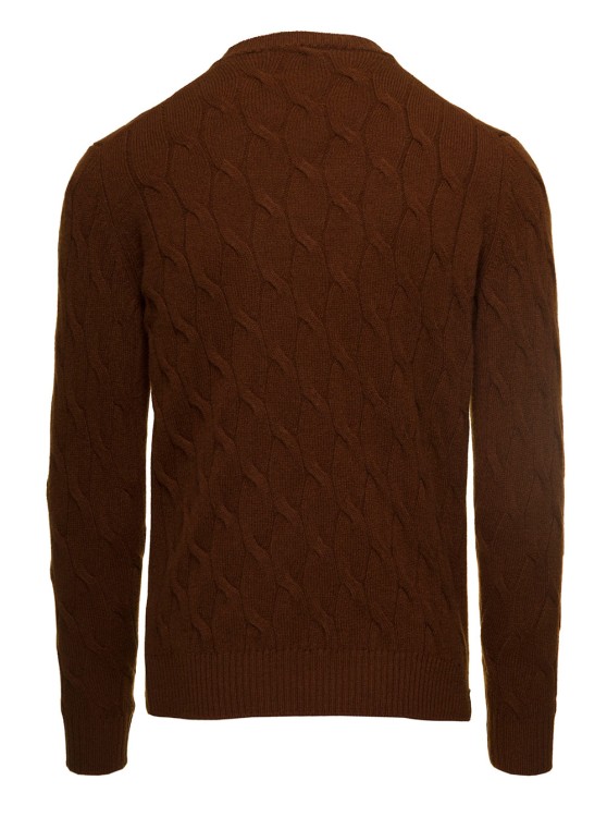 Shop Gaudenzi Brown Cable Knit Sweater In Wool And Cashmere In Black